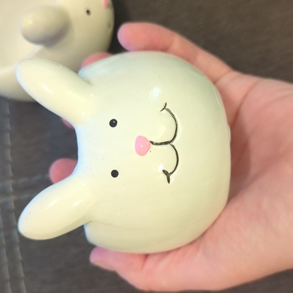 Porcelain Bunny Small Decorative Planters Plants Easter Spring Cute Rabbit Decor - Picture 2 of 5